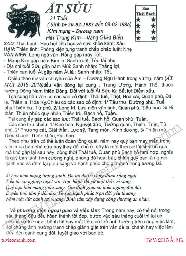 Tử vi 2015 tuổi Ất Sửu nam mạng chi tiết | Bói Tử Vi