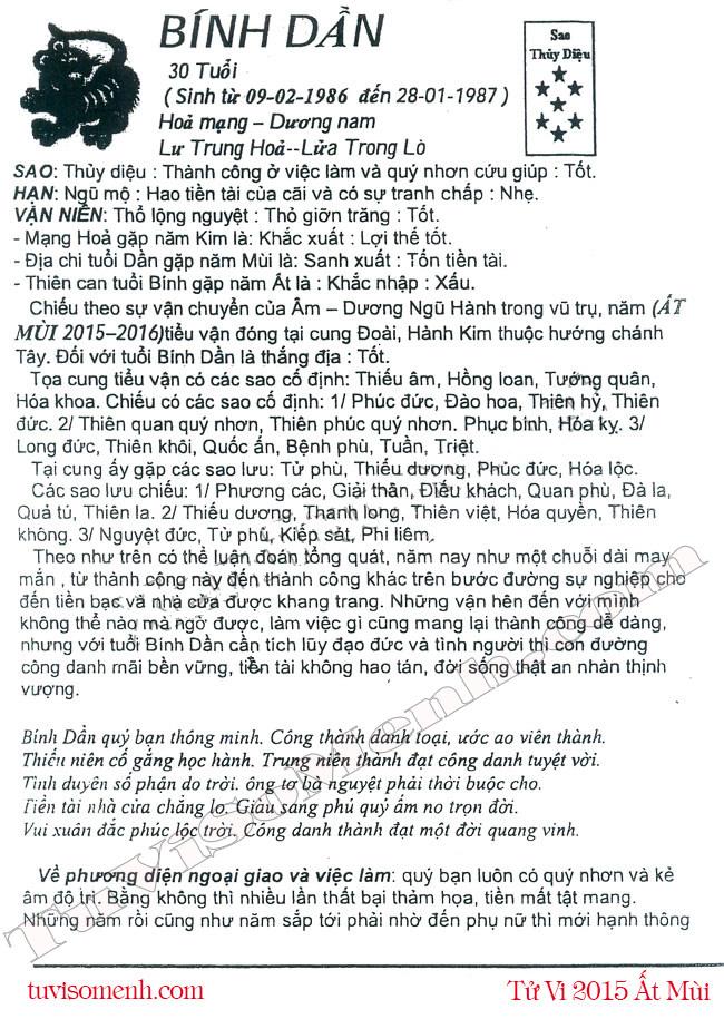 Tử vi 2015 tuổi Bính Dần nam mạng chi tiết | Bói Tử Vi