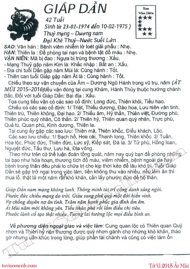 Tử vi 2015 tuổi Giáp Dần nam mạng chi tiết | Bói Tử Vi