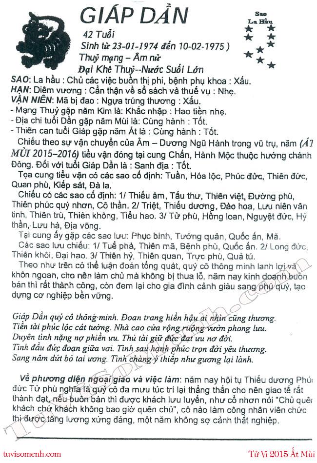 Tử vi 2015 tuổi Giáp Dần nữ mạng chi tiết | Bói Tử Vi