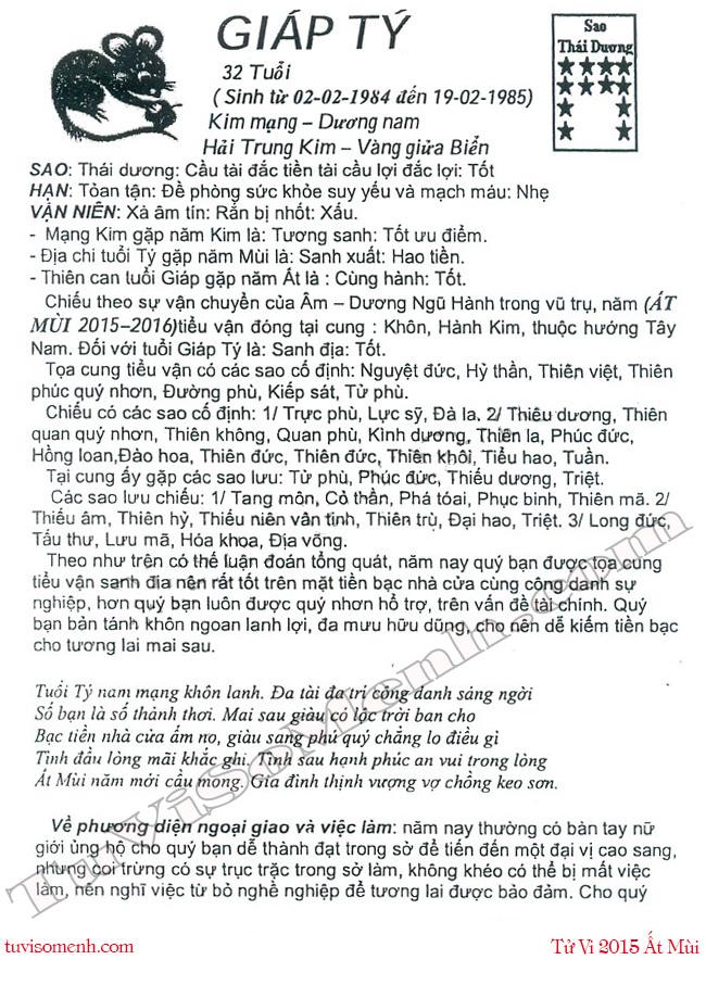Tử vi 2015 tuổi Giáp Tý nam mạng chi tiết | Bói Tử Vi
