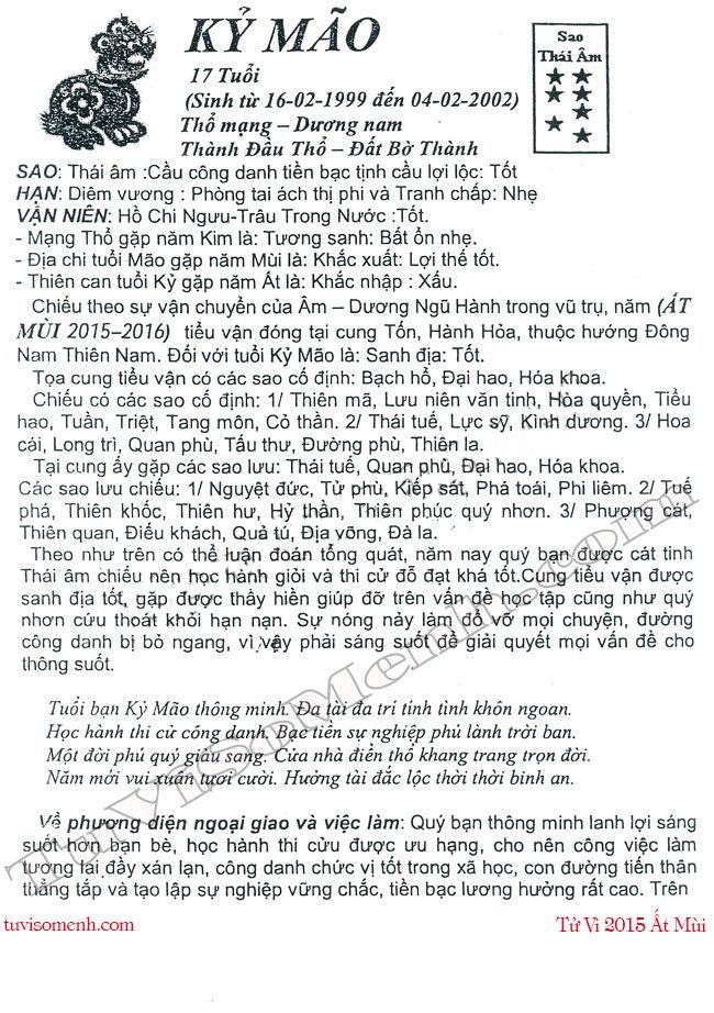 Tử vi 2015 tuổi Kỷ Mão nam mạng chi tiết | Bói Tử Vi