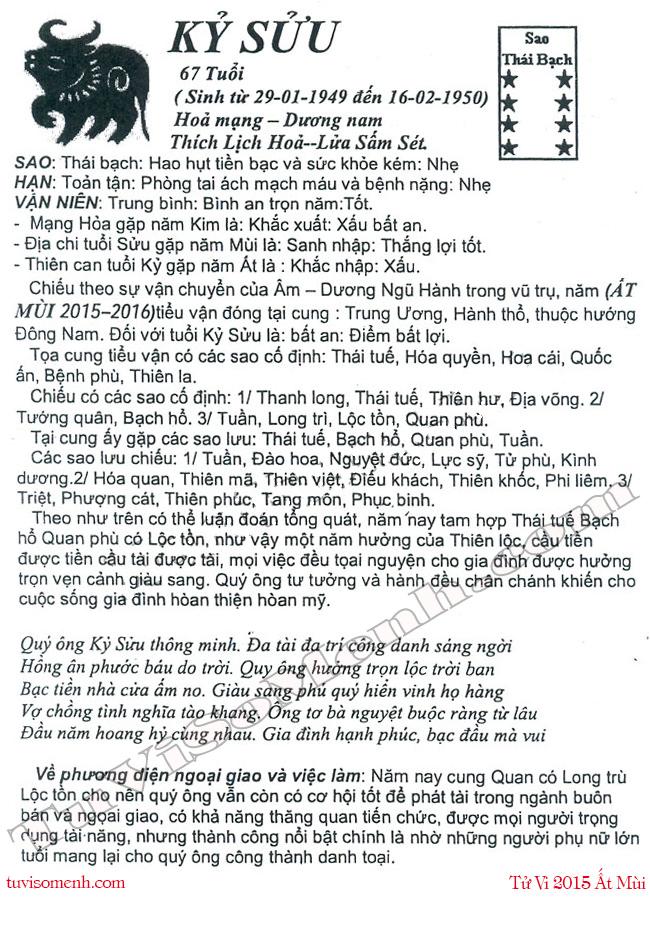 Tử vi 2015 tuổi Kỷ Sửu nam mạng chi tiết | Bói Tử Vi