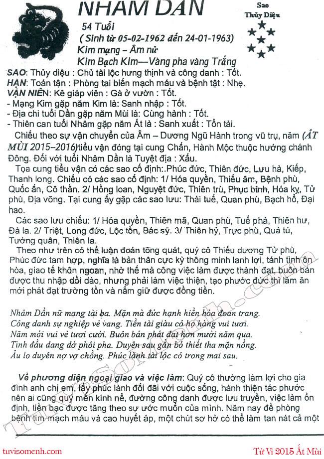 Tử vi 2015 tuổi Nhâm Dần nữ mạng chi tiết | Bói Tử Vi